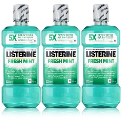 Listerine Fresh Mint 500ml - Für die tägliche Mundspülung (3er Pack )