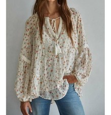 By Together Soft Floral Top Ivory