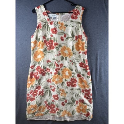 Vintage Dress Barn Y2K Dress 14 Orange Floral Chiffon Midi Slip Cottage Boho