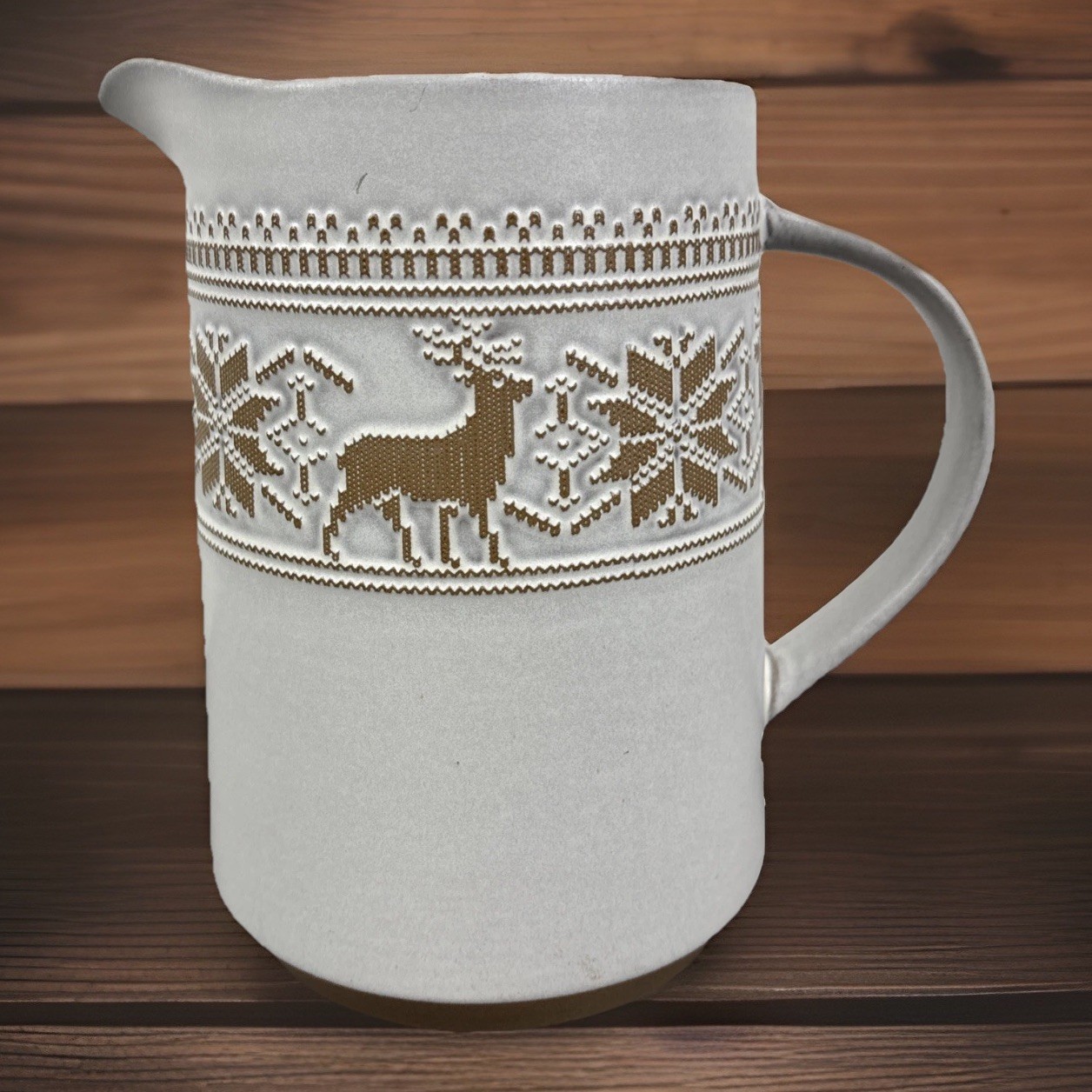 Hearth & Hand With Magnolia Fair Isle Reindeer Snowflake Stoneware Pitcher Cream