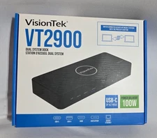 NEW VisionTek VT2900 USB-C Dock Dual System 100W Power Delivery VT2900