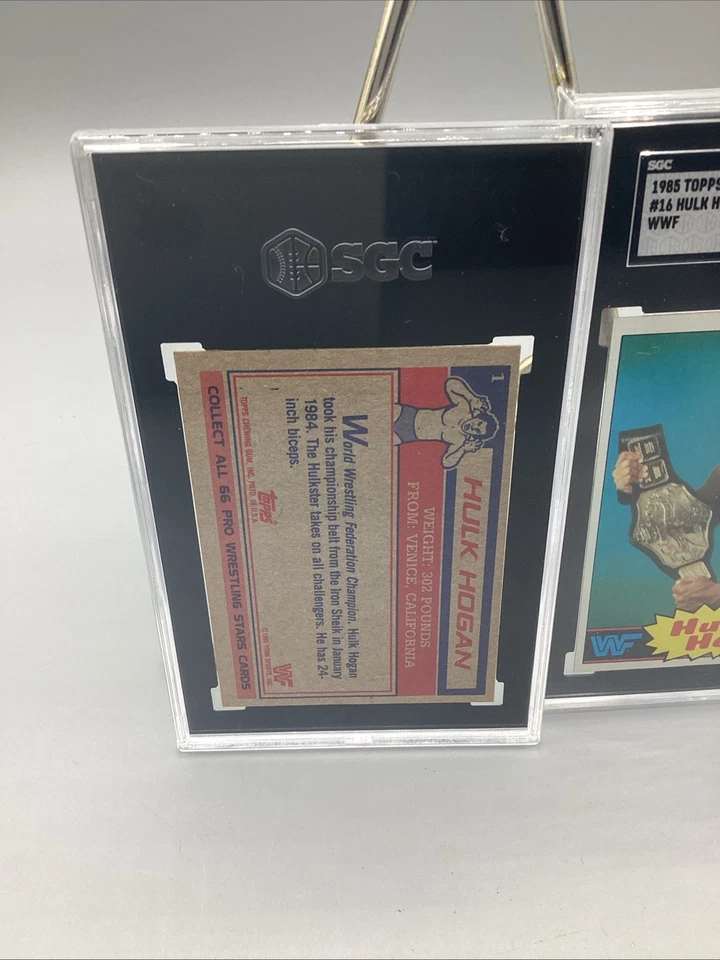 (2) Lote de tarjetas de novato Topps Hulk Hogan 1985 SGC 6,5 #1 y #16 WWF lucha libre Foto 4 de 4