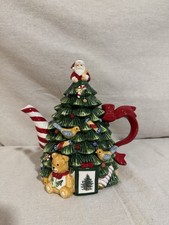 Spode Christmas Tree Teapot  Lid Hand Painted Santa, Presents, Nostalgia