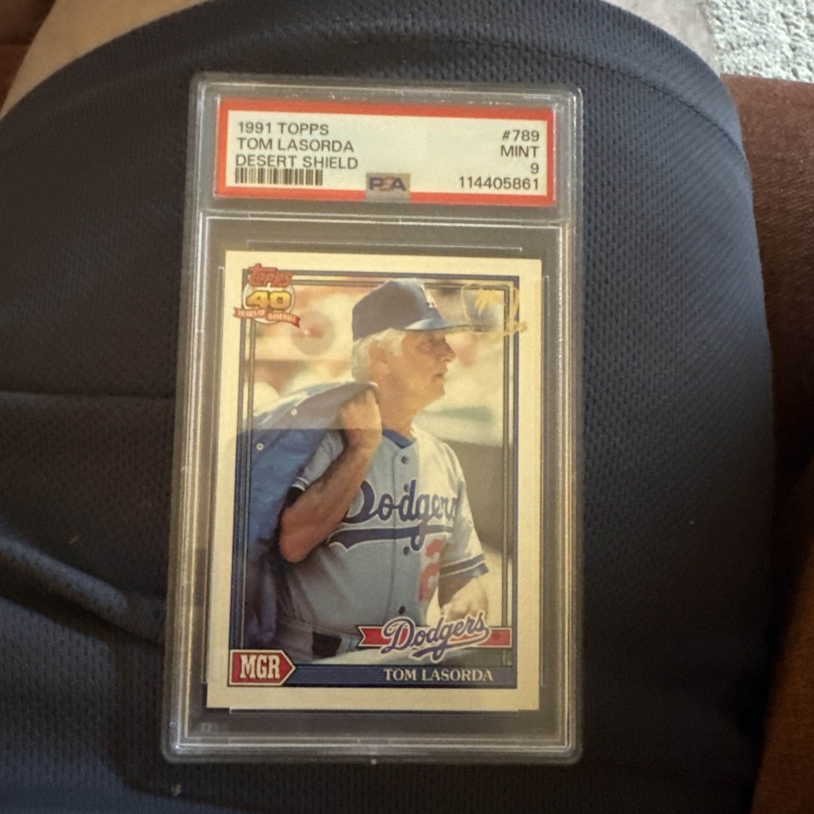 1991 TOPPS DESERT SHIELD #789 TOM LASORDA PSA 9 DODGERS HOF