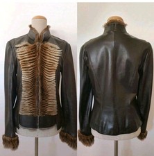 Designer Lederjacke Jitrois braun mit Fell 36 S ORIGINAL
