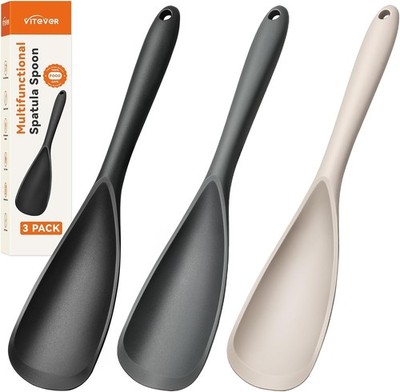 3 PACK Silicone Cooking Spatula Spoons for Nonstick Cookware, Multifunction