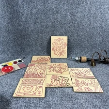 Vintage ATF Toys WOOD BURNING KIT + 2 Tips, 8 Plaques, Paints & Foil