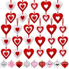 55PCS Valentines Felt Heart Ornaments Valentine Day Decorations Valentine Tre...