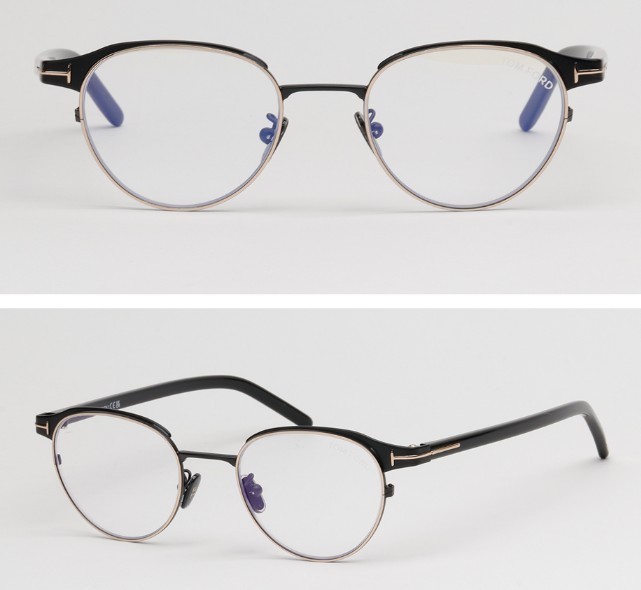 Tom Ford TF5863-D-B 002 Black/Gold Round Metal Eyeglasses Frame 48