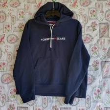 Tommy Jeans Navy Blue Pullover Hoodie Sweatshirt with Logo Men's Size Large