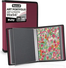 Dunwell 11x14 Art Portfolio Binder with Mounting w/ BLK Paper, Ruby 