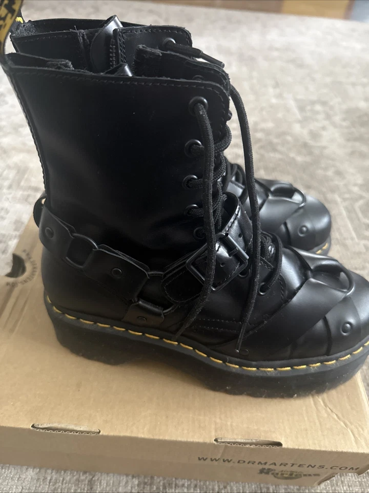 Dr. Martens Jadon Women's Leather Platform Boots - Black Polished Smooth, 4 UK, photo 3 of 5