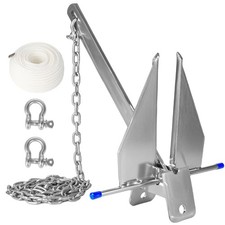 8 Lb Boat Anchor Kit Galvanized Fluke Chain Rope Shackles For 1222 Ft Pontoon F