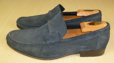 Bruno Magli Tabarro Navy Blue Suede Leather Loafers Shoes Men's Size 9.5
