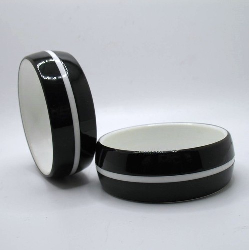 Coppia di 2 lucite laminate a righe bianche e nere vintage? bracciali braccialetti anni 70 - Foto 5 di 8