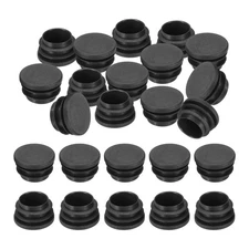 1.1" Plastic Tubing End Caps, 24Pcs Round Hole Plug Insert, Black