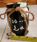 VTG Hand Painted Black and White Glass Jar Bank Moo La Cow Theme Bell — photo 4