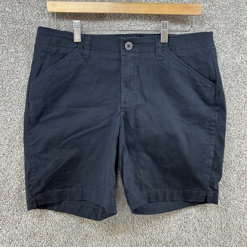 Lee Damen Shorts Größe 12 Medium schwarz mittlerer Bund vorne geknöpft normale Passform