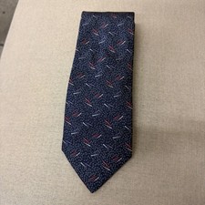 Hermes Navy Blue H Patterned Silk Jacquard Tie - Used