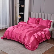 Bedding Dreamer Silk Like Satin Bedding King Hot Pink Duvet Cover Set Soft