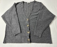 Zenana Gray Knit Long Sleeve Cardigan Sweater Button Front Oversized Size L