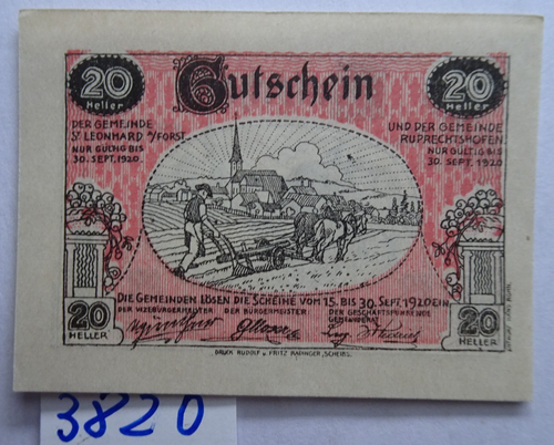 AUSTRIA - GEMEINDE ST. LEONHARD am FORST, NO - 20 Heller -JPR 0901a