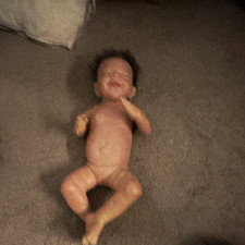 Vinyl Baby Doll, Medium Complexion, Black Straight Hair, Black Eyes, Eyes Closed