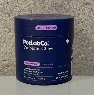 PetLab Co. Dog Probiotic Chews for Medium Dogs, Pork Flavor, 30 Soft Chews