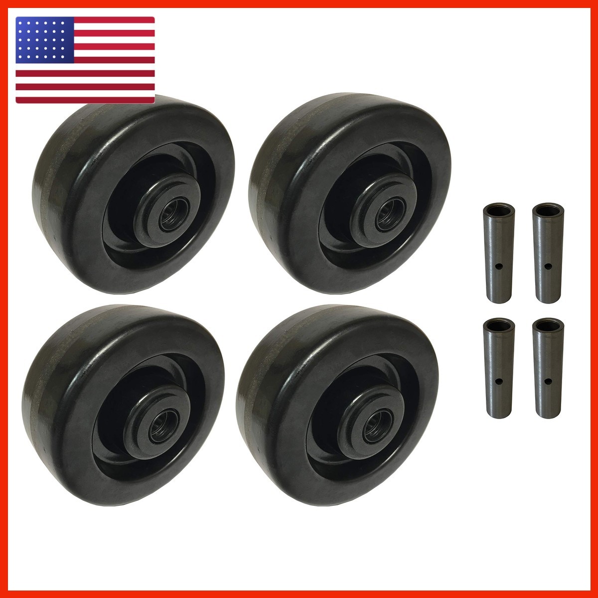 4 Heavy Duty Caster Set 4" 5" 6" 8" Phenolic Wheel with Bearing & Kit (8" B