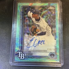 Eric Orze 2025 Topps Chrome Aqua Wave Auto RA-EO /199 Rays RC Rookie