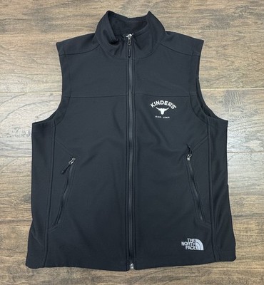 The North Face Vest Mens Large KINDERS Logo Windwall Black Softshell Outdoor