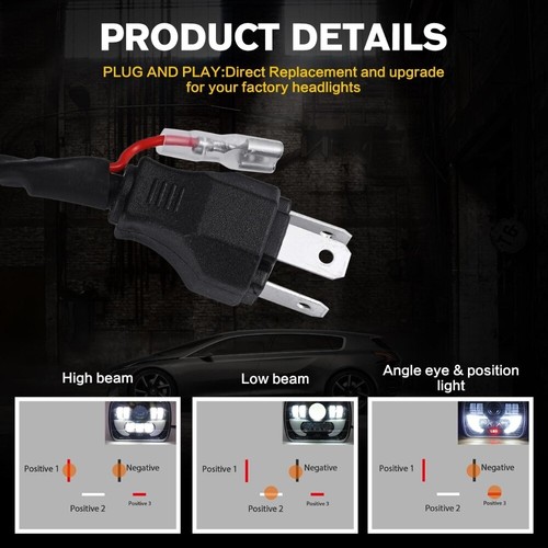 Faro LED 7x6" DRL Hi-Lo haz sellado lámpara H4 para camioneta Toyota Nissan - Imagen 6 de 12