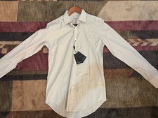  475 Yves Saint Laurent Beige Striped Shirt Size 39, Made in Italy.