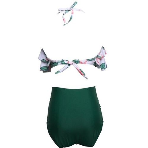 Sz L 2 Piece Retro High Waisted Bikini Halter Neck Swimsuit X00227OCZT - Picture 4 of 4