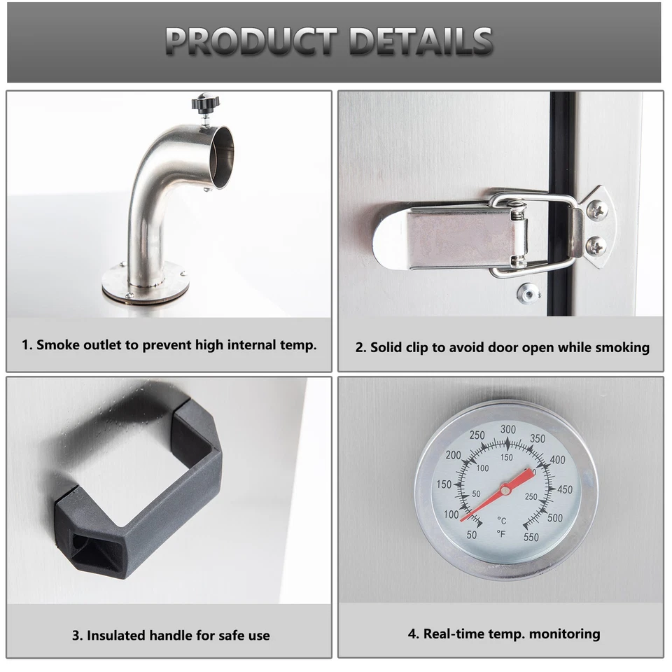 Horno ahumador eléctrico Hakka exterior 4 estantes barbacoa carne digital parrilla ahumador Foto 3 de 4