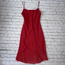 Vintage Thea Dora Red Beaded Dress Size 12 Made In USA