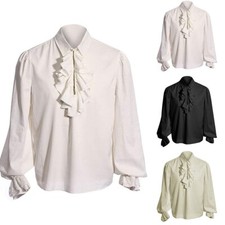 Camicia Steampunk Rinascimento Collo Ruffle per Uomo Vittoriano Vampiro Pirata