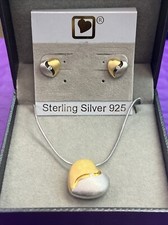    Sterling 2 Tone Heart Pendant/Necklace/ Earrings Cremation Urn for Ashes