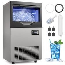 Commercial Ice Maker Machine,100lbs/24H Stainless Steel,33 Lbs Storage Capacity