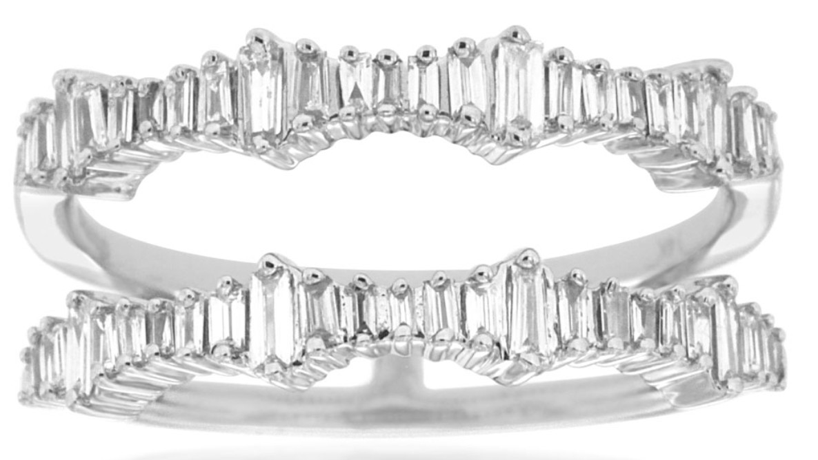 ESTATE .42CT DIAMOND 14KT WHITE GOLD 3D BAGUETTE … - image 1