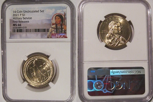 2021 P Native Sacagawea $1 Dollar NGC MS 66 Military Service First Releases