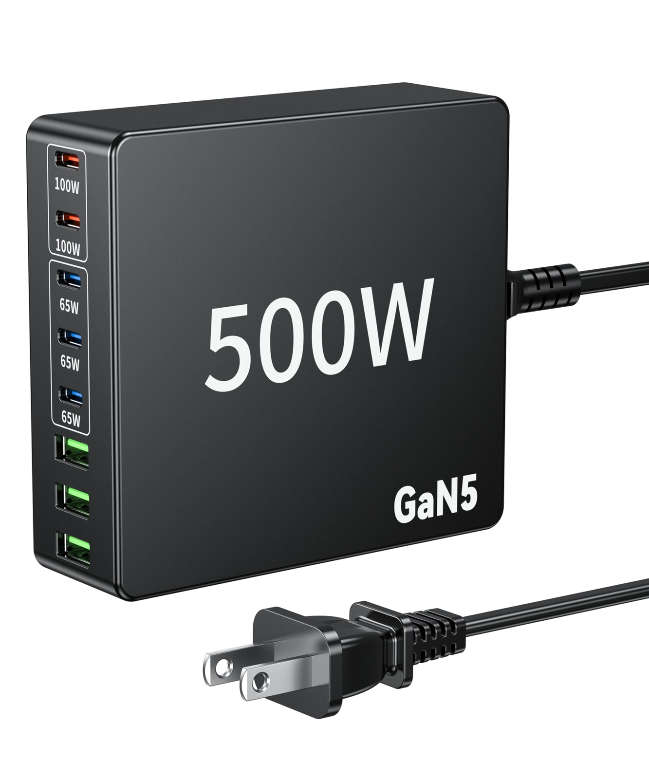 500W GaN USB-C Fast Charger Block 8-Port Multi Charging Station Hub