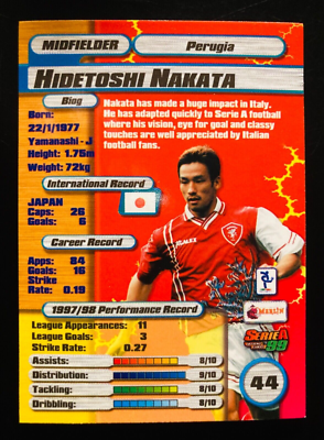 1998-99 Topps Merlin Serie A 1999 # 44 Hidetoshi Nakata Perugia