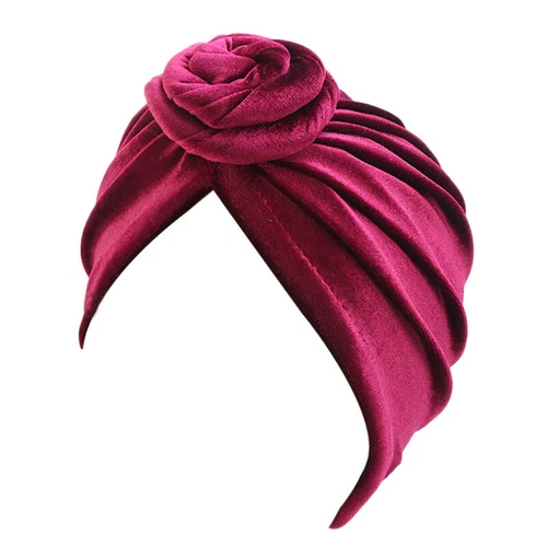 New Velvet Stretch Turban Hat Twist Knot Women Beanie Head Wrap Bonnet Chemo Cap - Picture 14 of 25
