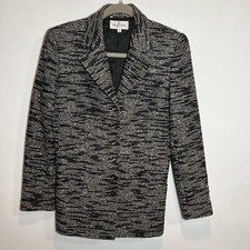 Valentino Miss V Womens Wool Blend Tweed Vintage Blazer Jacket Size 10/44