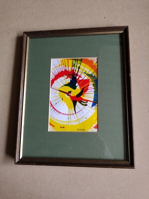 D KIDD - FLIEGENDER VOGEL ORIGINAL SPIN ART AQUARELLSTIFT GOUACHE SIGNIERT GEMÄLDE 