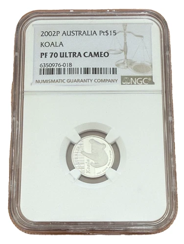Australia 2002P Platinum 1/10 oz $15 NGC PF70UC Koala