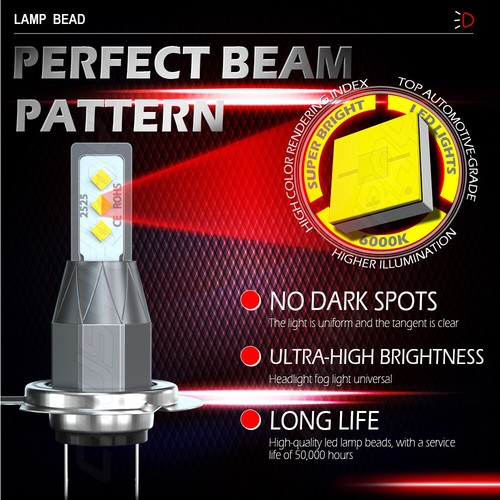 For Kawasaki Ninja 1000 z1000 2011-2016 2pcs H7 LED Headlight Bulbs 6000K White - Foto 5 di 10