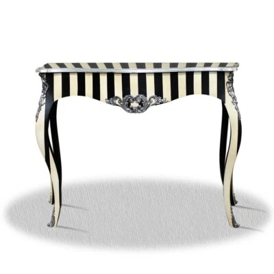 Casa Padrino Barock Konsole Schwarz Weiß Silber 100 x 40 x H. 85 cm Möbel - Bild 1 von 2