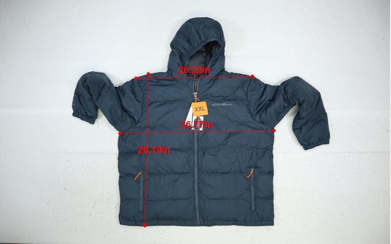 Eddie Bauer Wide Channel Hooded Down Jacket Full Zip Dark Gray Coat Mens 2XL